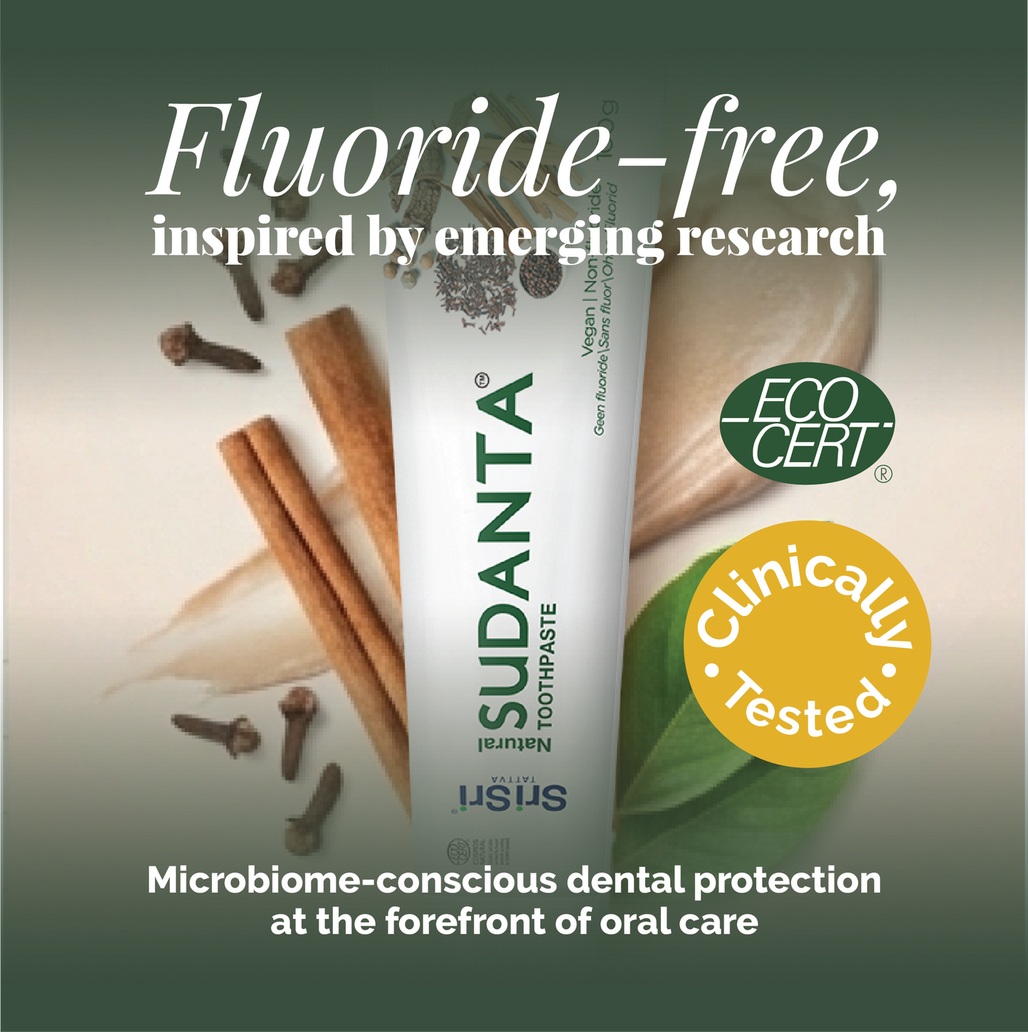 Sudanta Oral Microbiome Care Routine Set: 2x Sudanta ECOCERT 100g + 1x Sudanta Gel 100g + Copper Tongue Cleaner