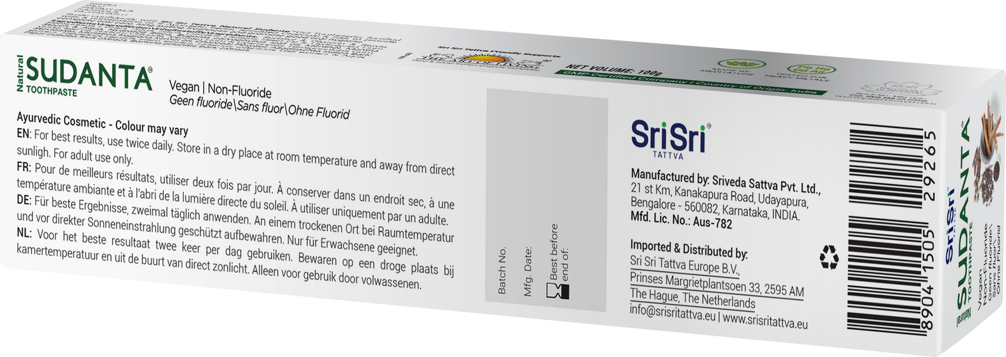 ECOCERT Sudanta Toothpaste 100g | Ayurvedic Dental Care