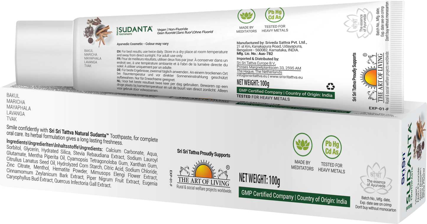 ECOCERT Sudanta Toothpaste 100g | Ayurvedic Dental Care