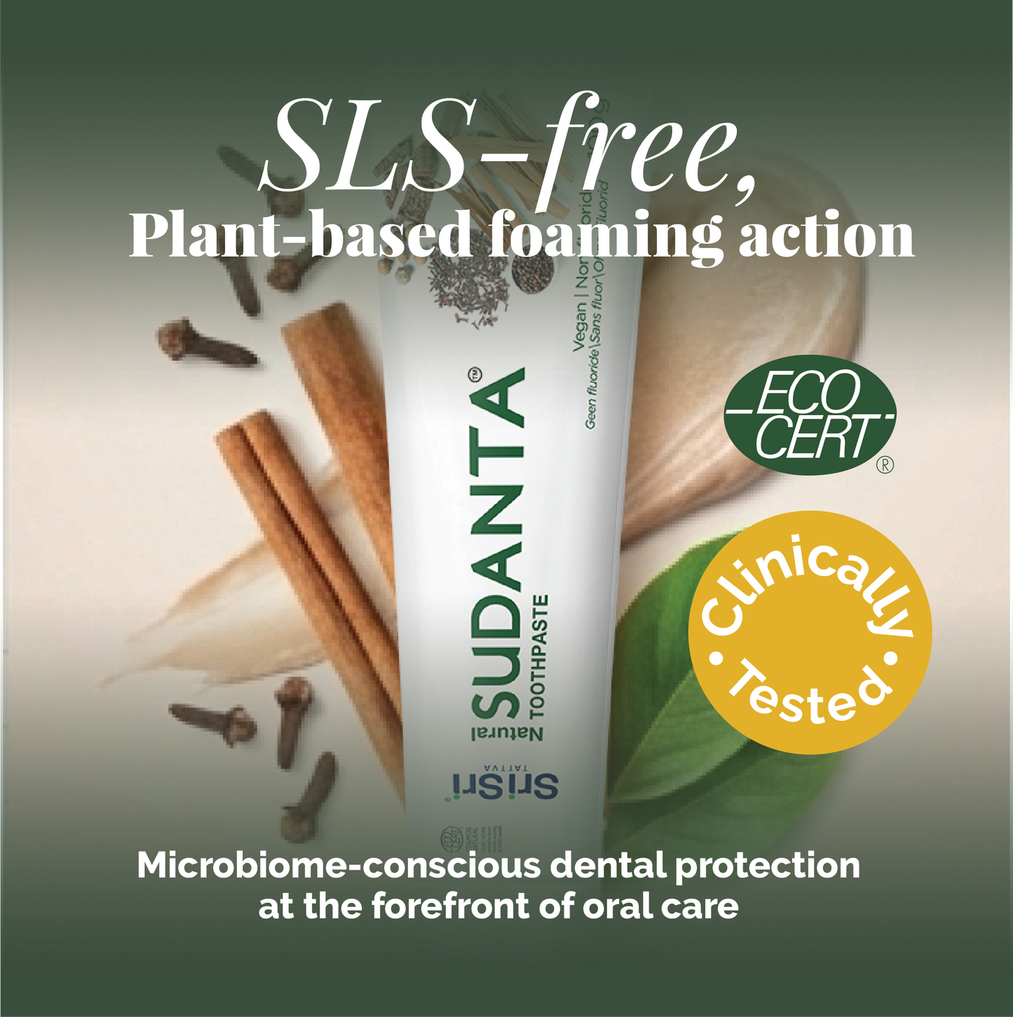 Sudanta Oral Microbiome Care Routine Set: 2x Sudanta ECOCERT 100g + 1x Sudanta Gel 100g + Copper Tongue Cleaner