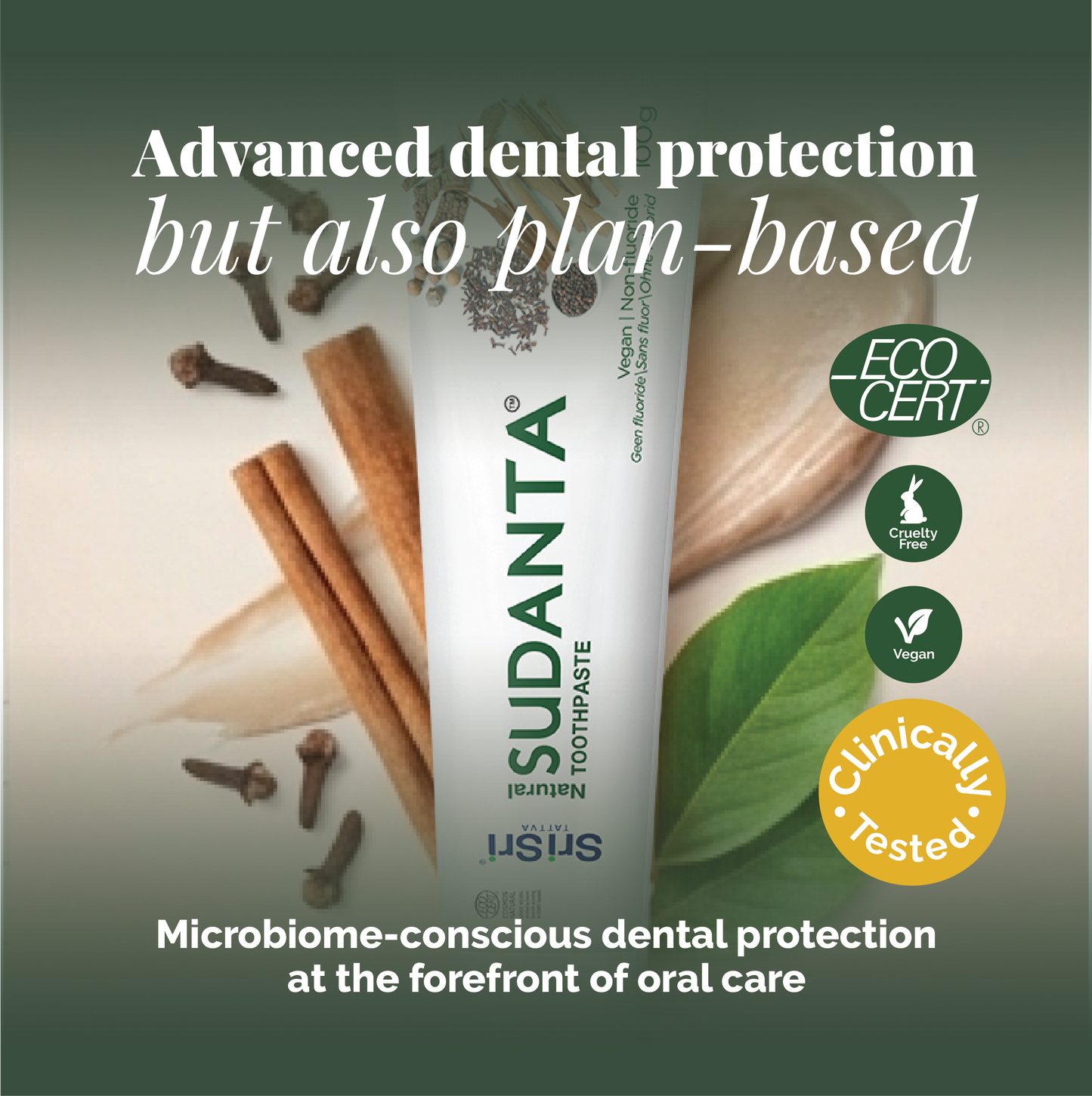 Sudanta Oral Microbiome Care Routine Set: 2x Sudanta ECOCERT 100g + 1x Sudanta Gel 100g + Copper Tongue Cleaner