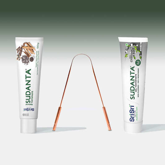 Sudanta Oral Microbiome Care Routine Set: 2x Sudanta ECOCERT 100g + 1x Sudanta Gel 100g + Copper Tongue Cleaner